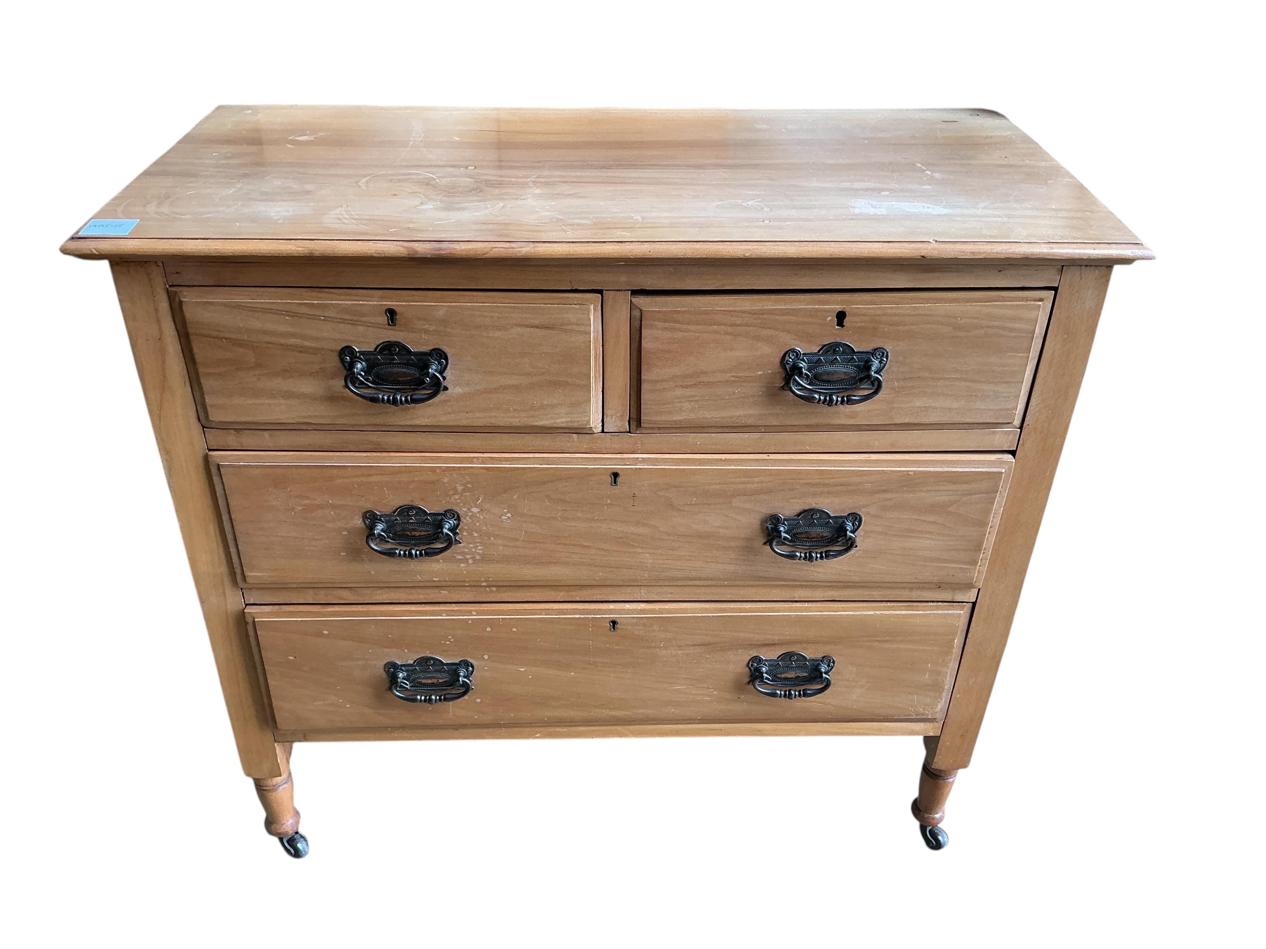 A Victorian satin walnut chest, width 91cm, depth 42cm, height 82cm.